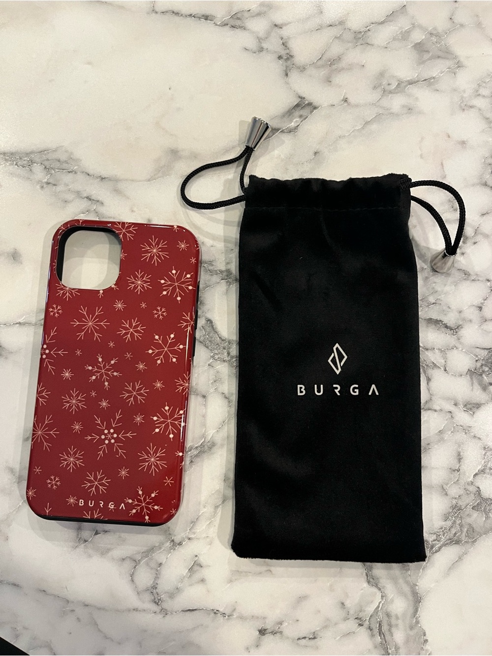BURGA iPhone 13 red phone case with snowflakes